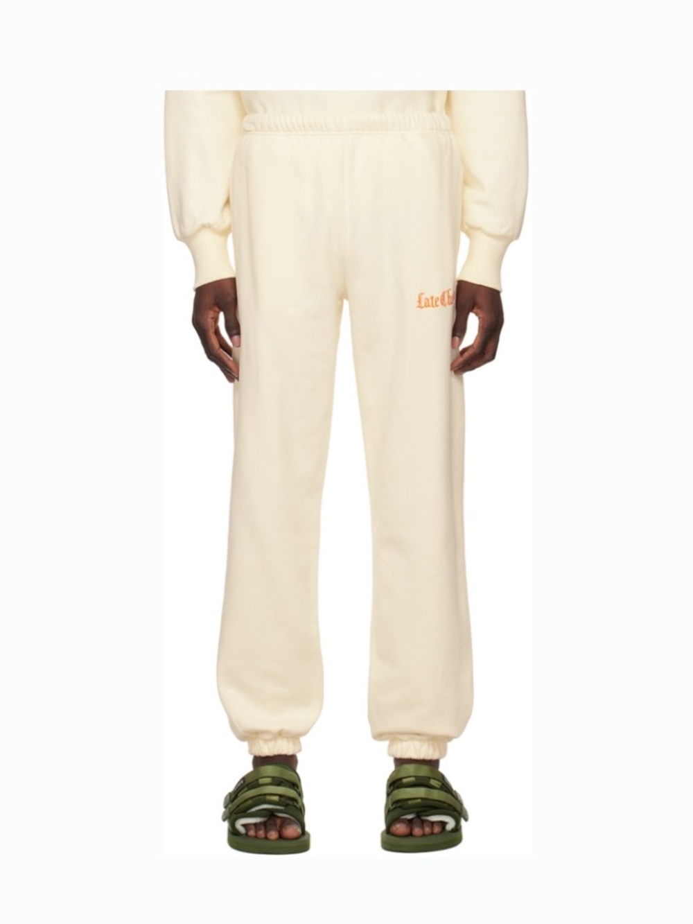 Late Checkout Embroidered Lounge Pants - Off-White, Large